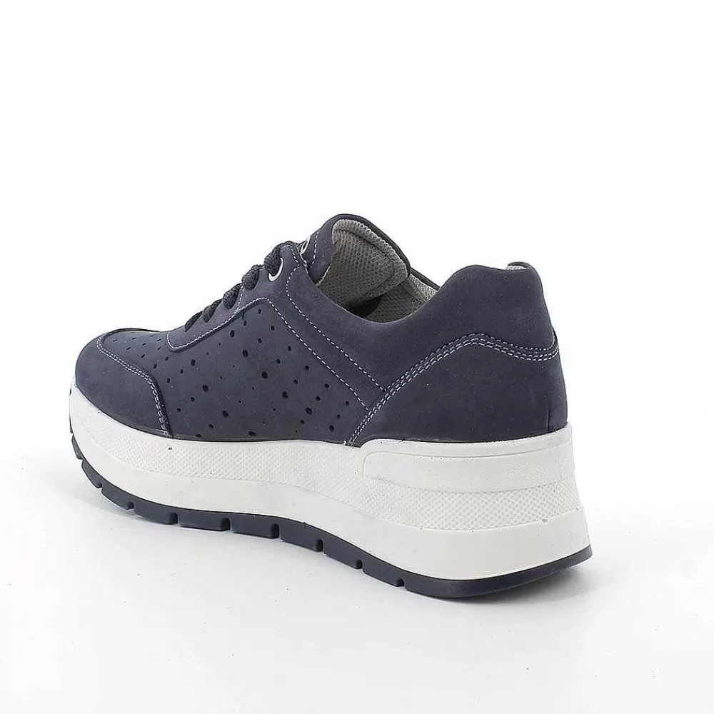 Zeppe | Igi&Co Sneakers Con Zeppa In Pelle Da Donna Blu