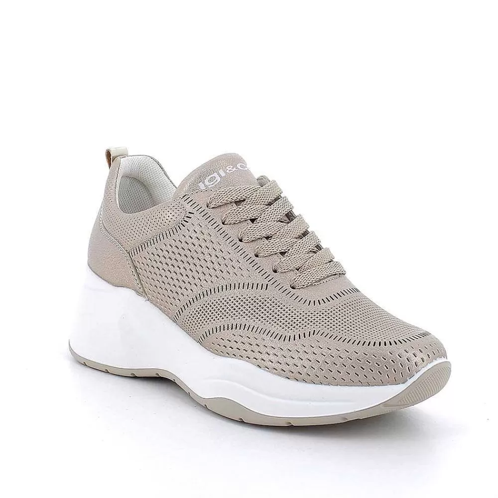 Zeppe | Igi&Co Sneakers Con Zeppa In Pelle Da Donna Champagne