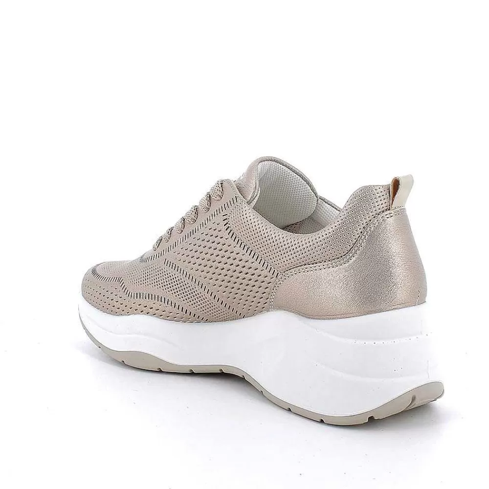 Zeppe | Igi&Co Sneakers Con Zeppa In Pelle Da Donna Champagne