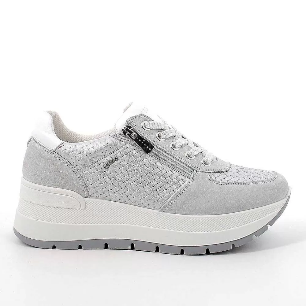 Zeppe | Igi&Co Sneakers Con Zeppa In Pelle Da Donna Cristal-Argento