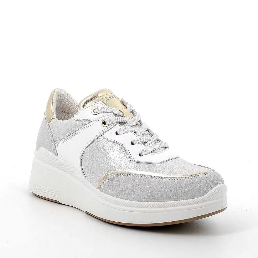 Zeppe | Igi&Co Sneakers Con Zeppa In Pelle Da Donna Cristal-Argento