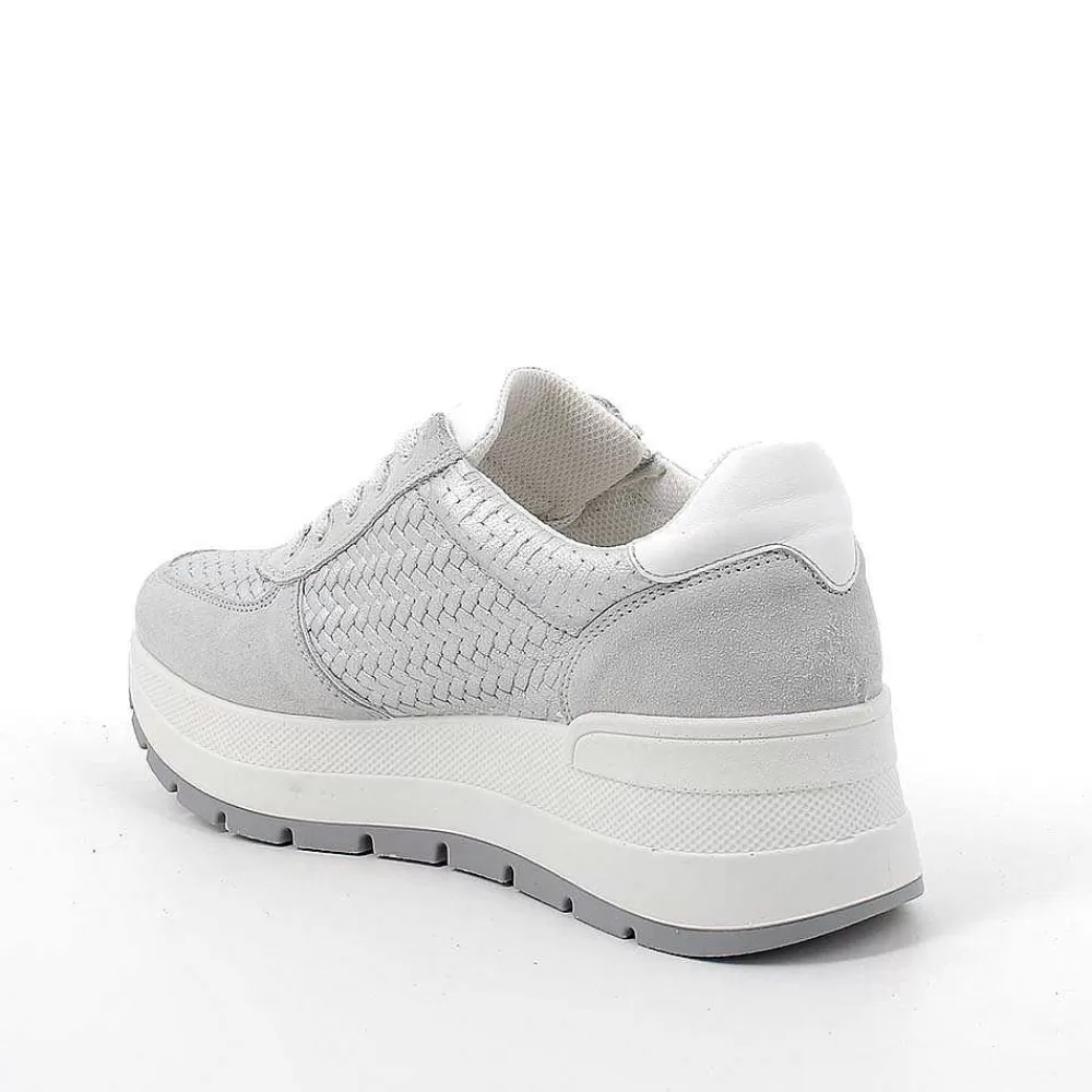 Zeppe | Igi&Co Sneakers Con Zeppa In Pelle Da Donna Cristal-Argento