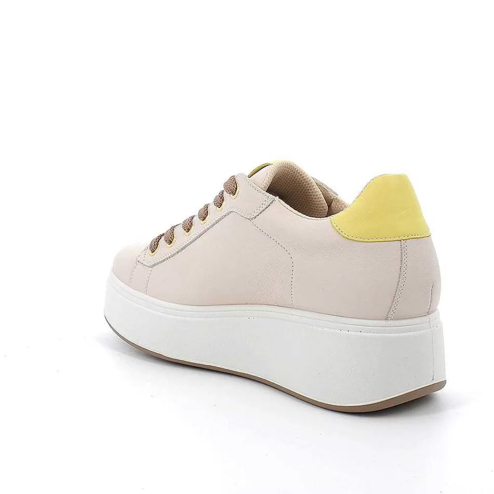 Zeppe | Igi&Co Sneakers Con Zeppa In Pelle Da Donna Ecru