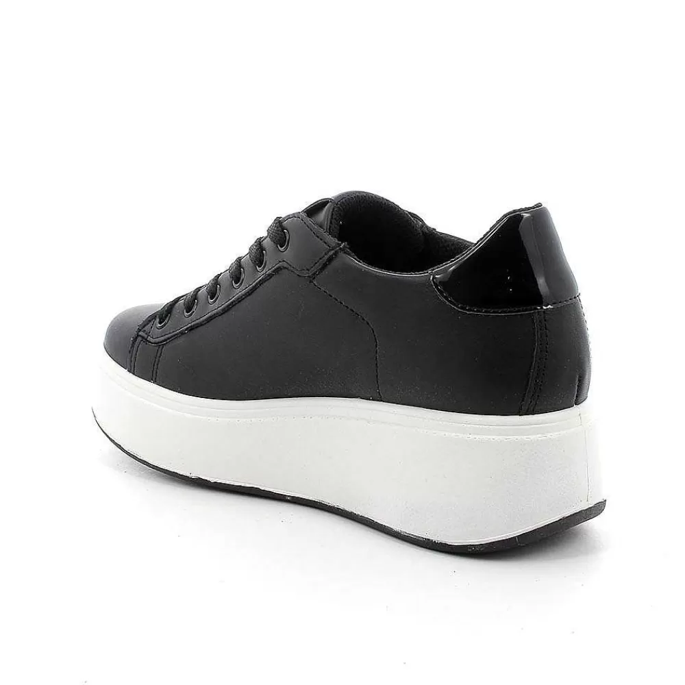 Zeppe | Igi&Co Sneakers Con Zeppa In Pelle Da Donna Nero