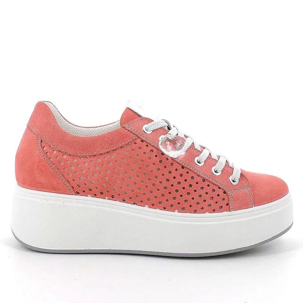 Zeppe | Igi&Co Sneakers Con Zeppa In Pelle Da Donna Salmone