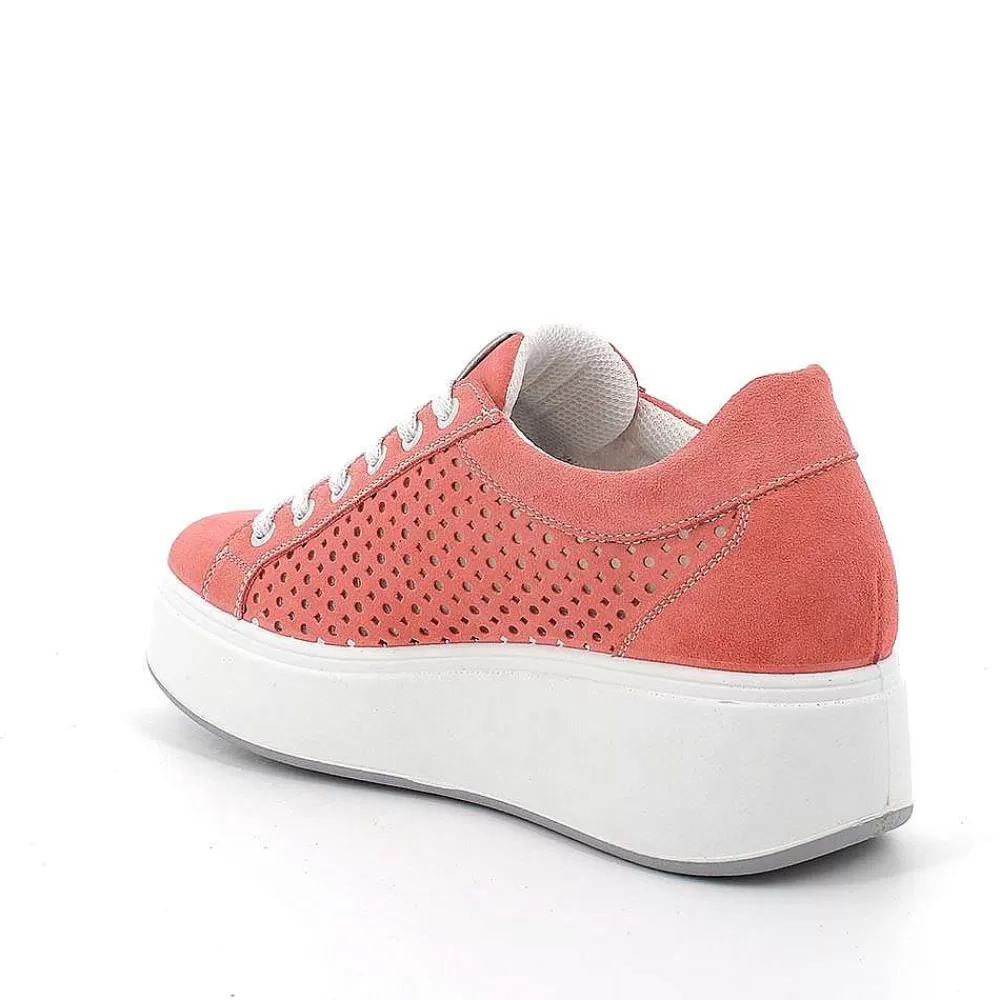 Zeppe | Igi&Co Sneakers Con Zeppa In Pelle Da Donna Salmone