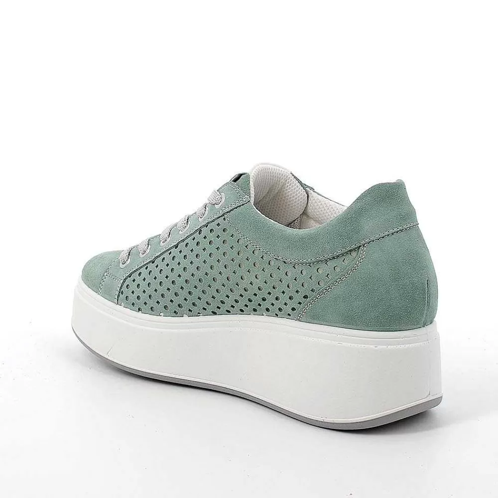 Zeppe | Igi&Co Sneakers Con Zeppa In Pelle Da Donna Verde Menta