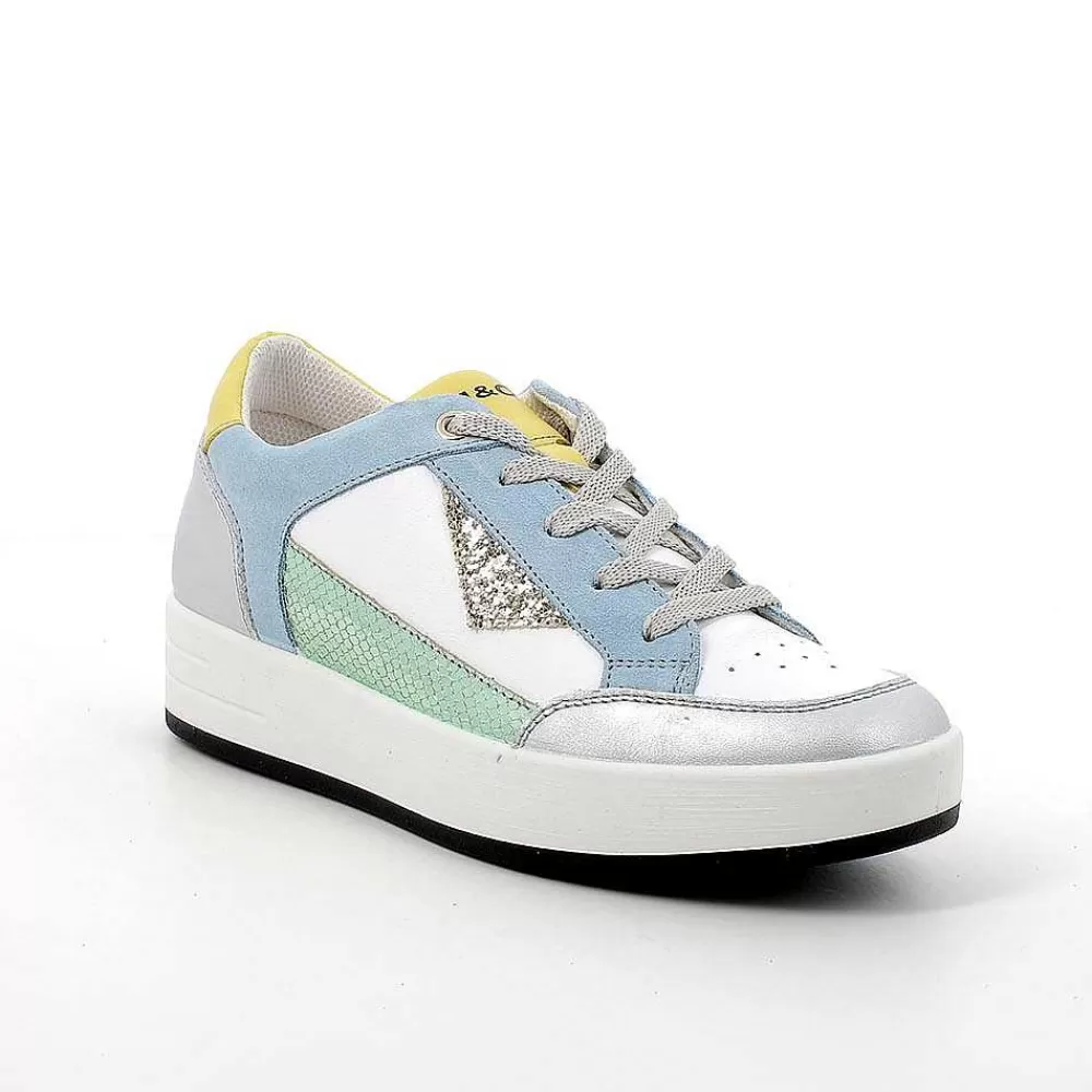 Sneakers | Igi&Co Sneakers In Pelle Da Donna Argento-Bianco