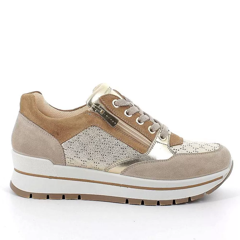 Sneakers | Igi&Co Sneakers In Pelle Da Donna Avorio-Platino