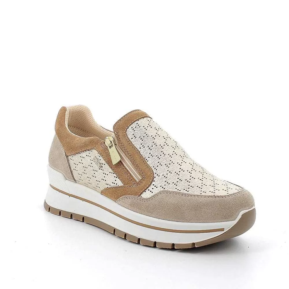 Sneakers | Igi&Co Sneakers In Pelle Da Donna Avorio-Platino