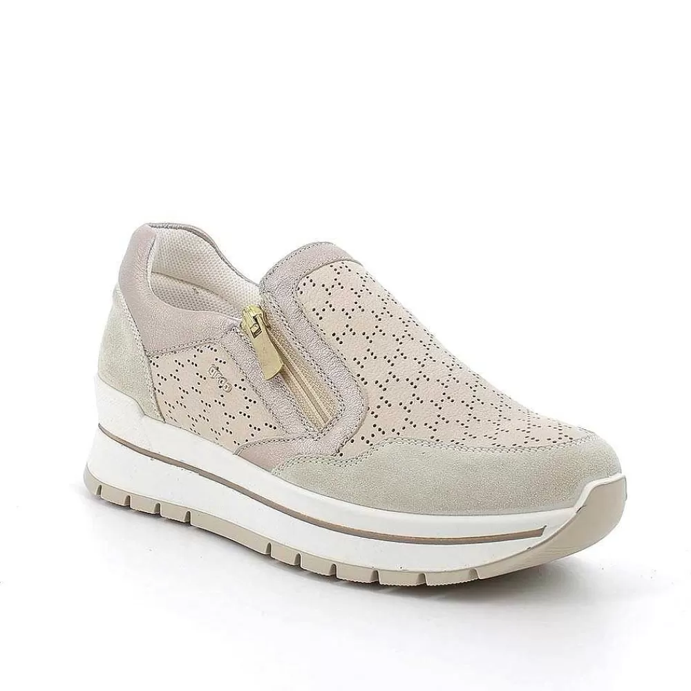 Sneakers | Igi&Co Sneakers In Pelle Da Donna Beige-Panna