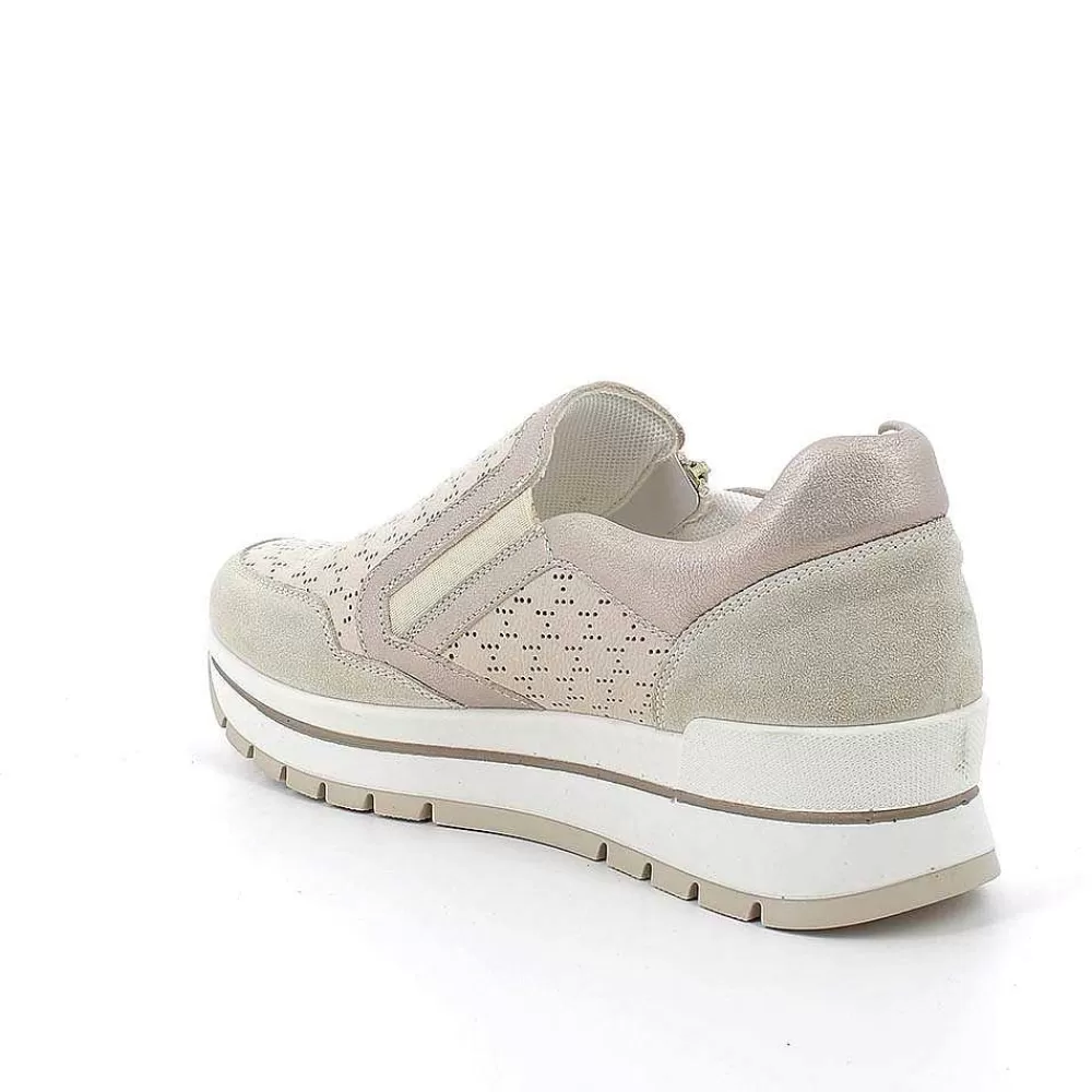 Sneakers | Igi&Co Sneakers In Pelle Da Donna Beige-Panna