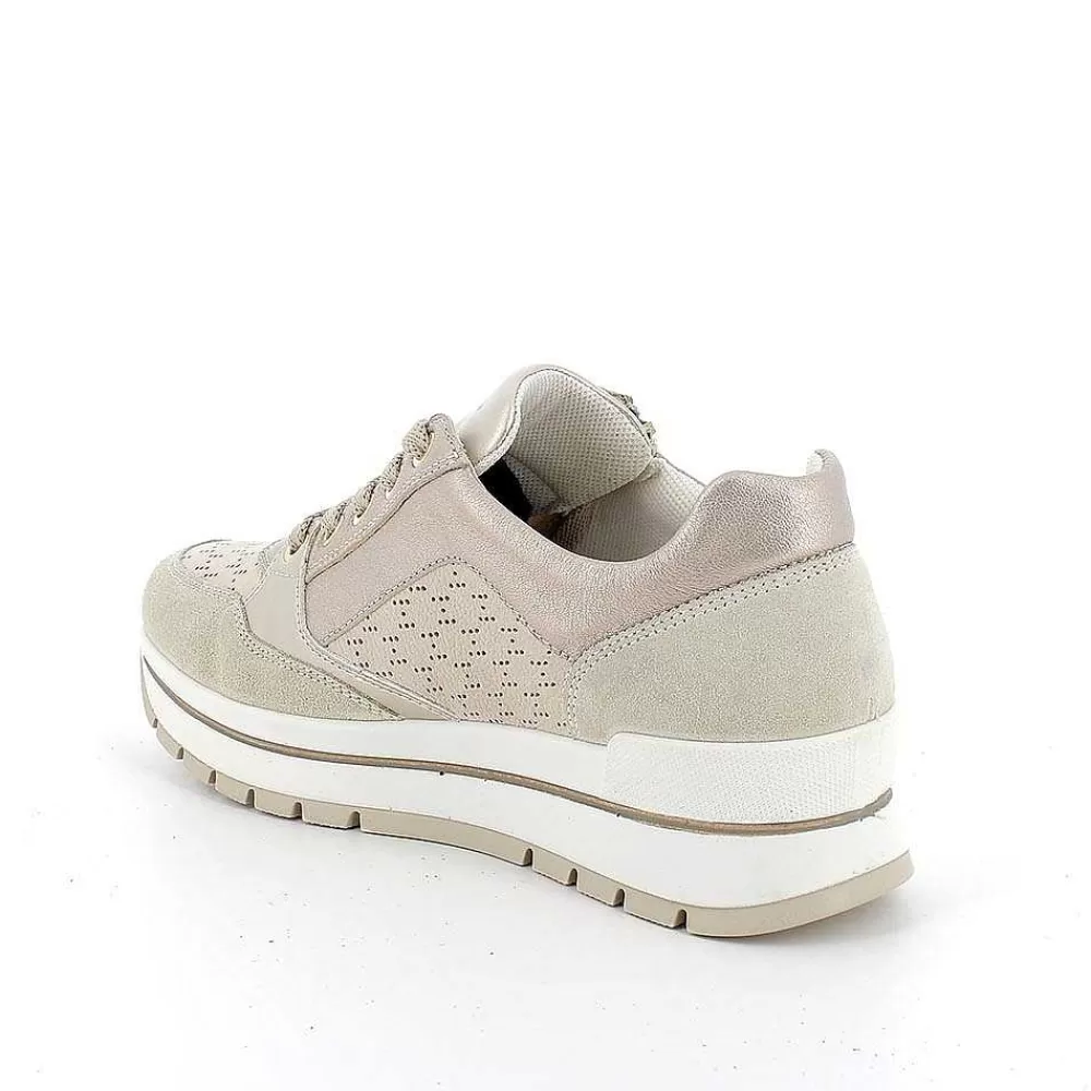 Sneakers | Igi&Co Sneakers In Pelle Da Donna Beige-Panna