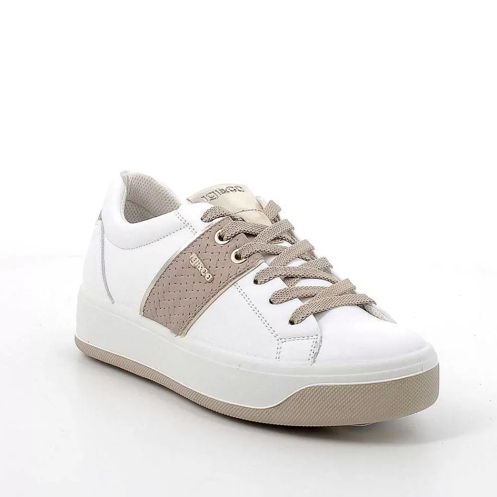 Sneakers | Igi&Co Sneakers In Pelle Da Donna Bianco-Beige