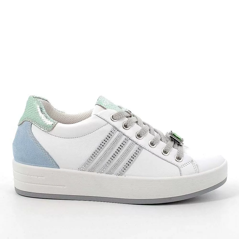 Sneakers | Igi&Co Sneakers In Pelle Da Donna Bianco-Celeste