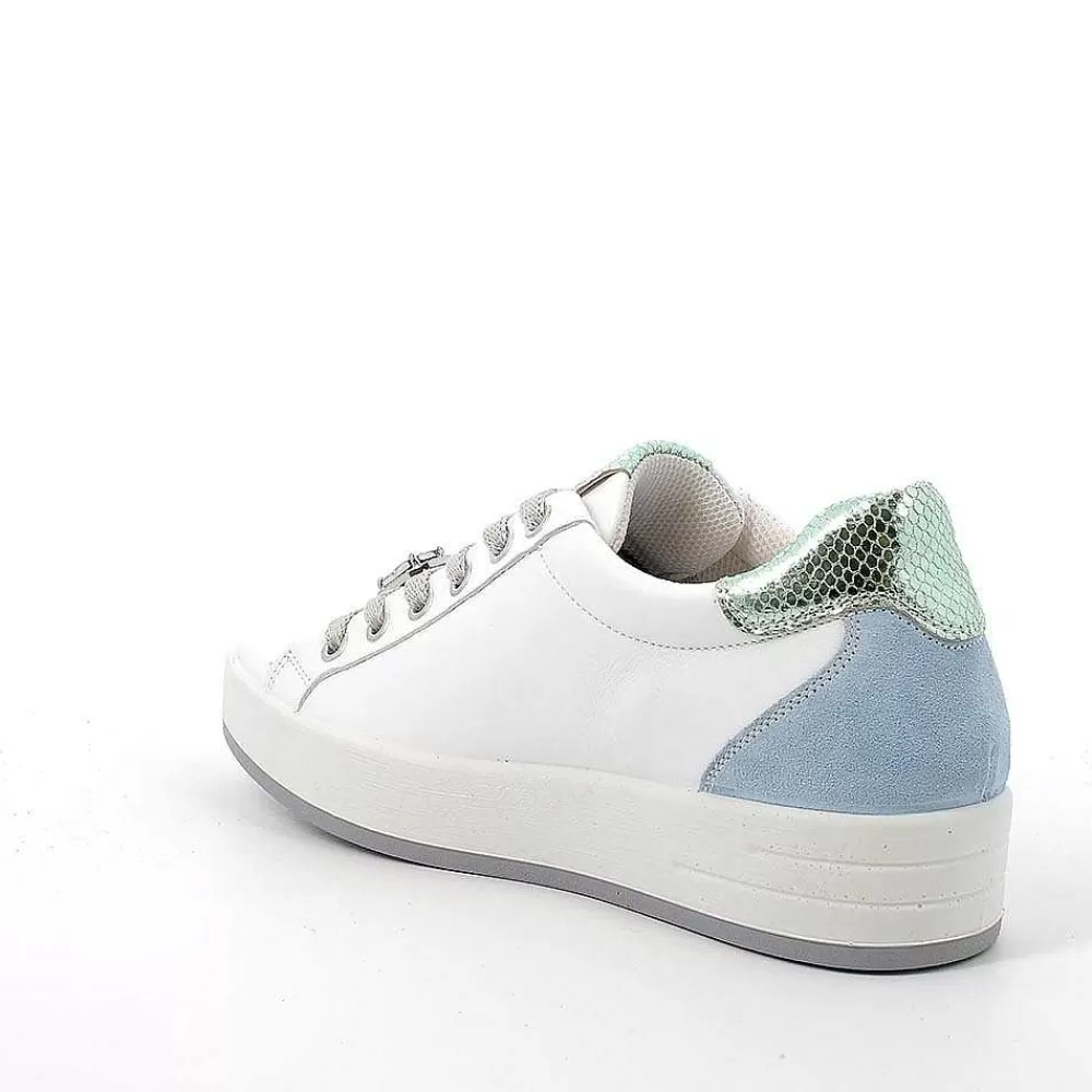 Sneakers | Igi&Co Sneakers In Pelle Da Donna Bianco-Celeste