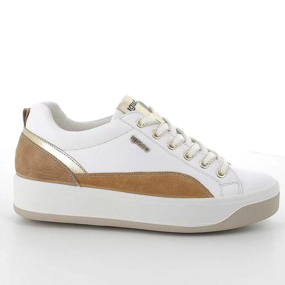 Sneakers | Igi&Co Sneakers In Pelle Da Donna Bianco-Cuoio