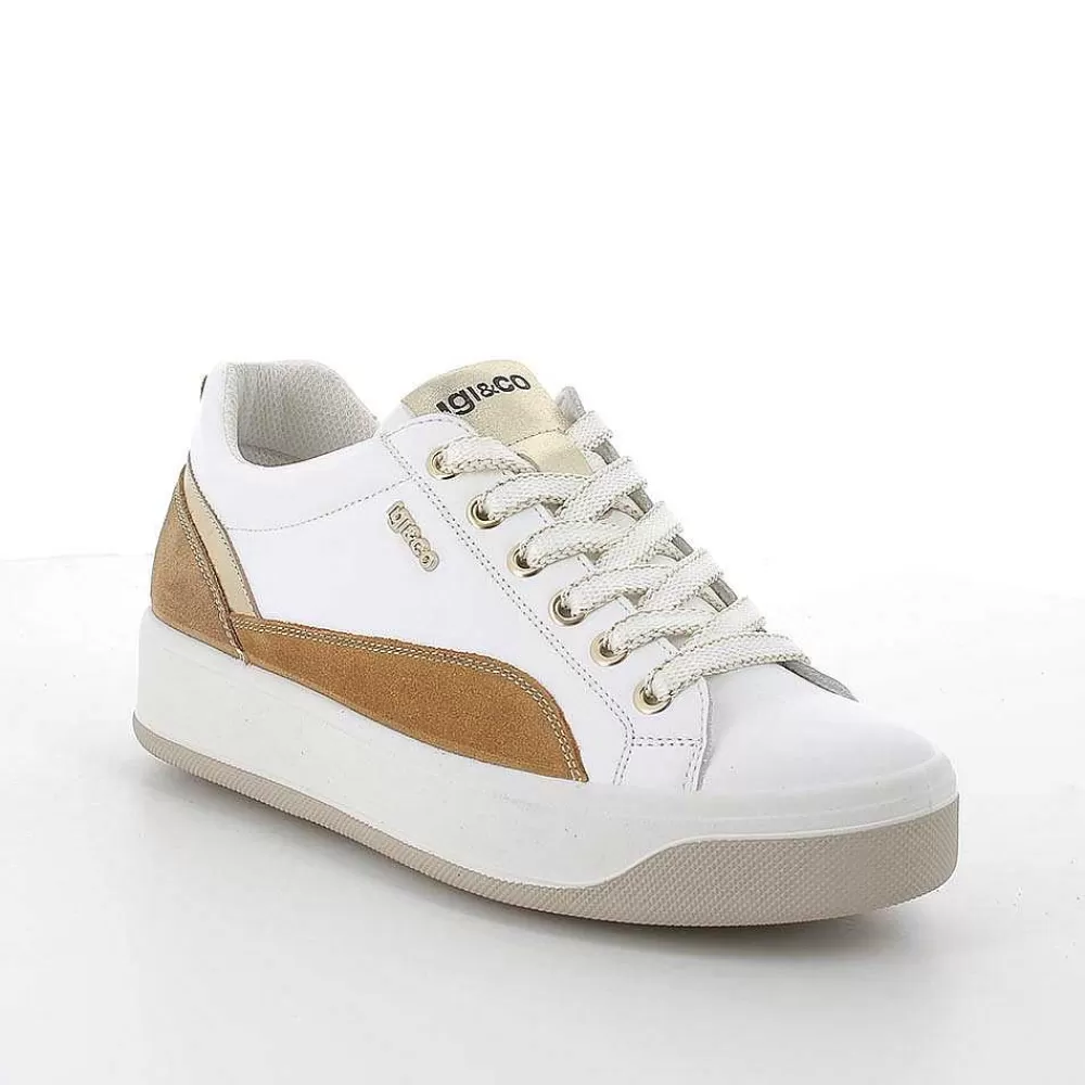 Sneakers | Igi&Co Sneakers In Pelle Da Donna Bianco-Cuoio