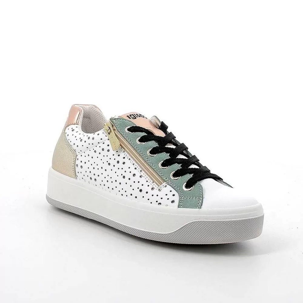 Sneakers | Igi&Co Sneakers In Pelle Da Donna Bianco-Verde