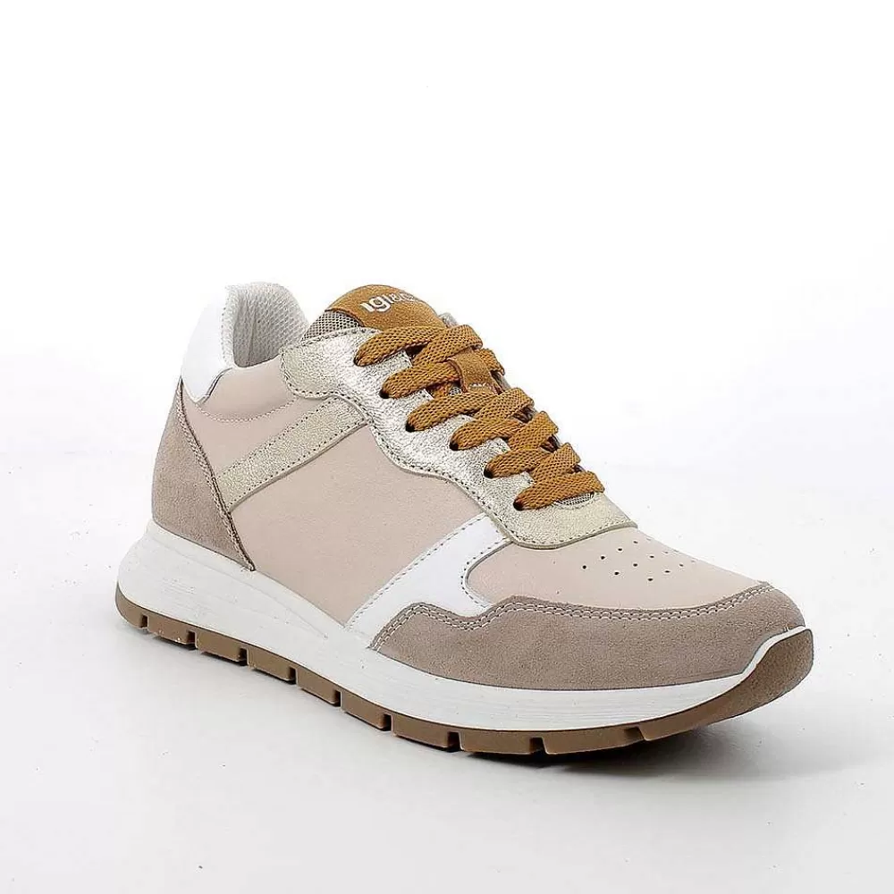 Sneakers | Igi&Co Sneakers In Pelle Da Donna Ecru-Visone