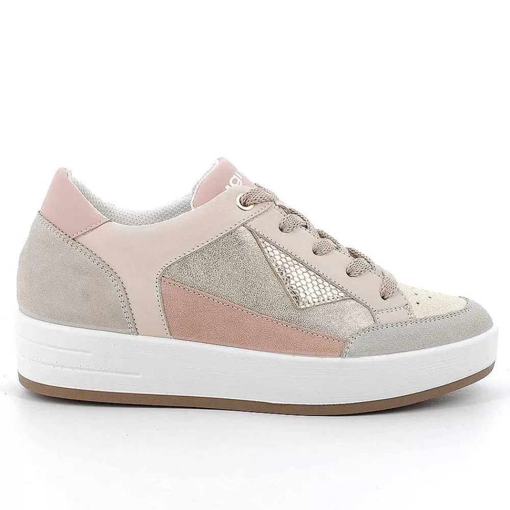 Sneakers | Igi&Co Sneakers In Pelle Da Donna Platino-Beige