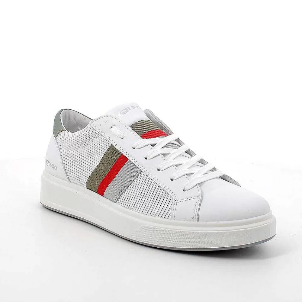 Sneakers | Igi&Co Sneakers In Pelle Da Uomo Bianco-Salvia