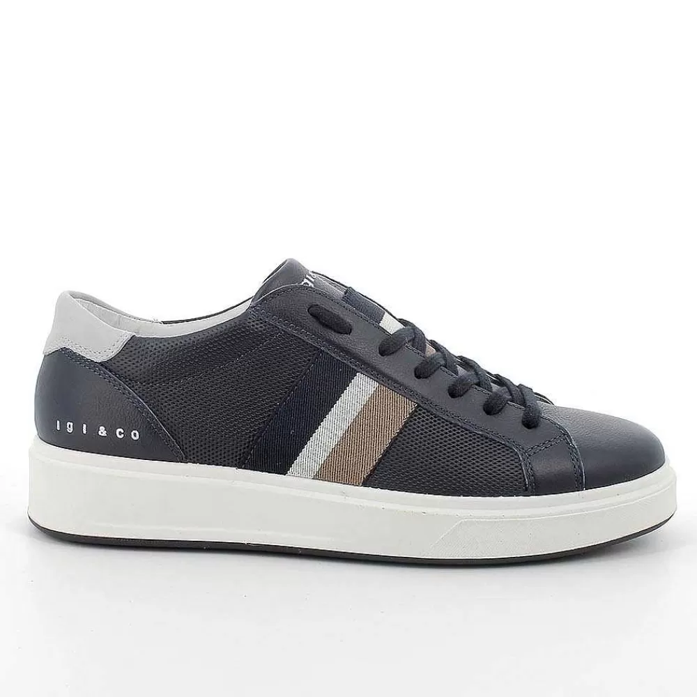 Sneakers | Igi&Co Sneakers In Pelle Da Uomo Blu-Perla