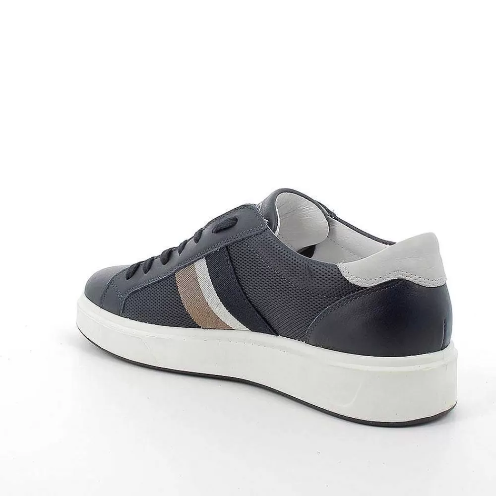 Sneakers | Igi&Co Sneakers In Pelle Da Uomo Blu-Perla