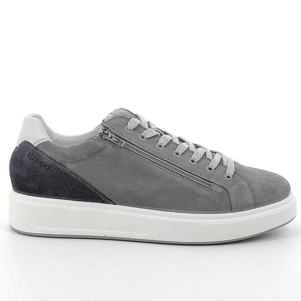 Sneakers | Igi&Co Sneakers In Pelle Da Uomo Grigio