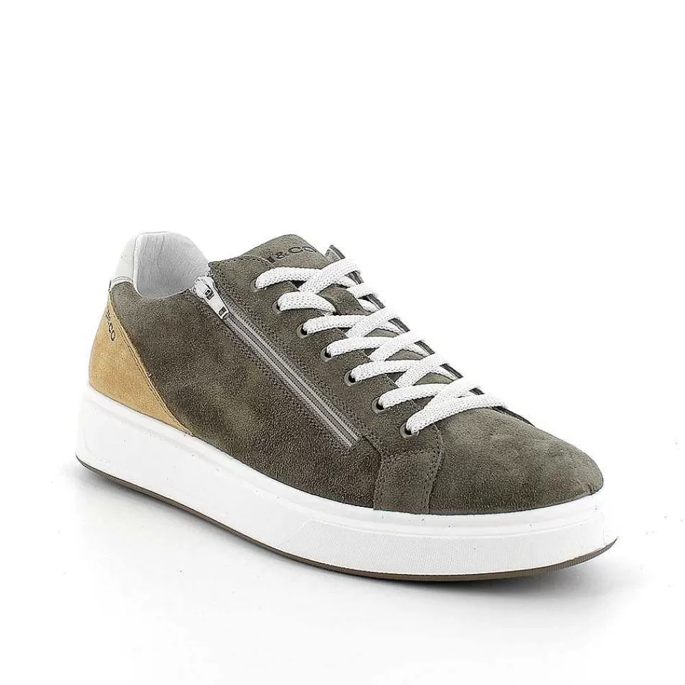 Sneakers | Igi&Co Sneakers In Pelle Da Uomo Verde Militare