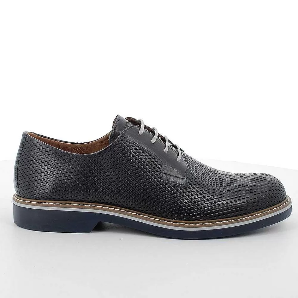 Stringate | Igi&Co Stringate In Pelle Da Uomo Blu Scuro